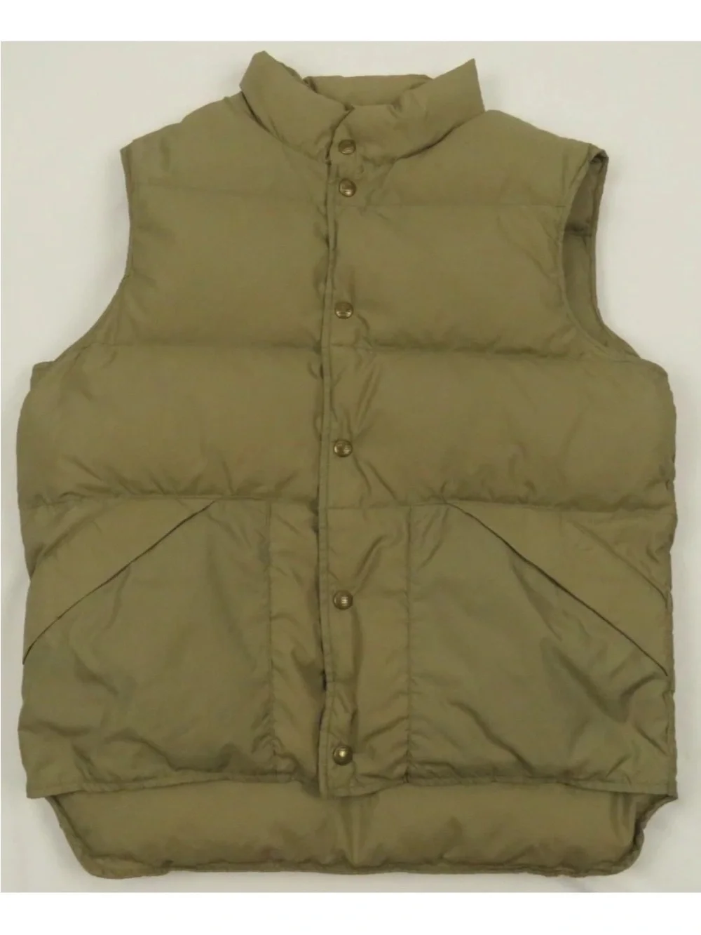 Vintage LL Bean Goose Down Tan Mens Full Zip Puffer Vest Coat Jacket Made In USA